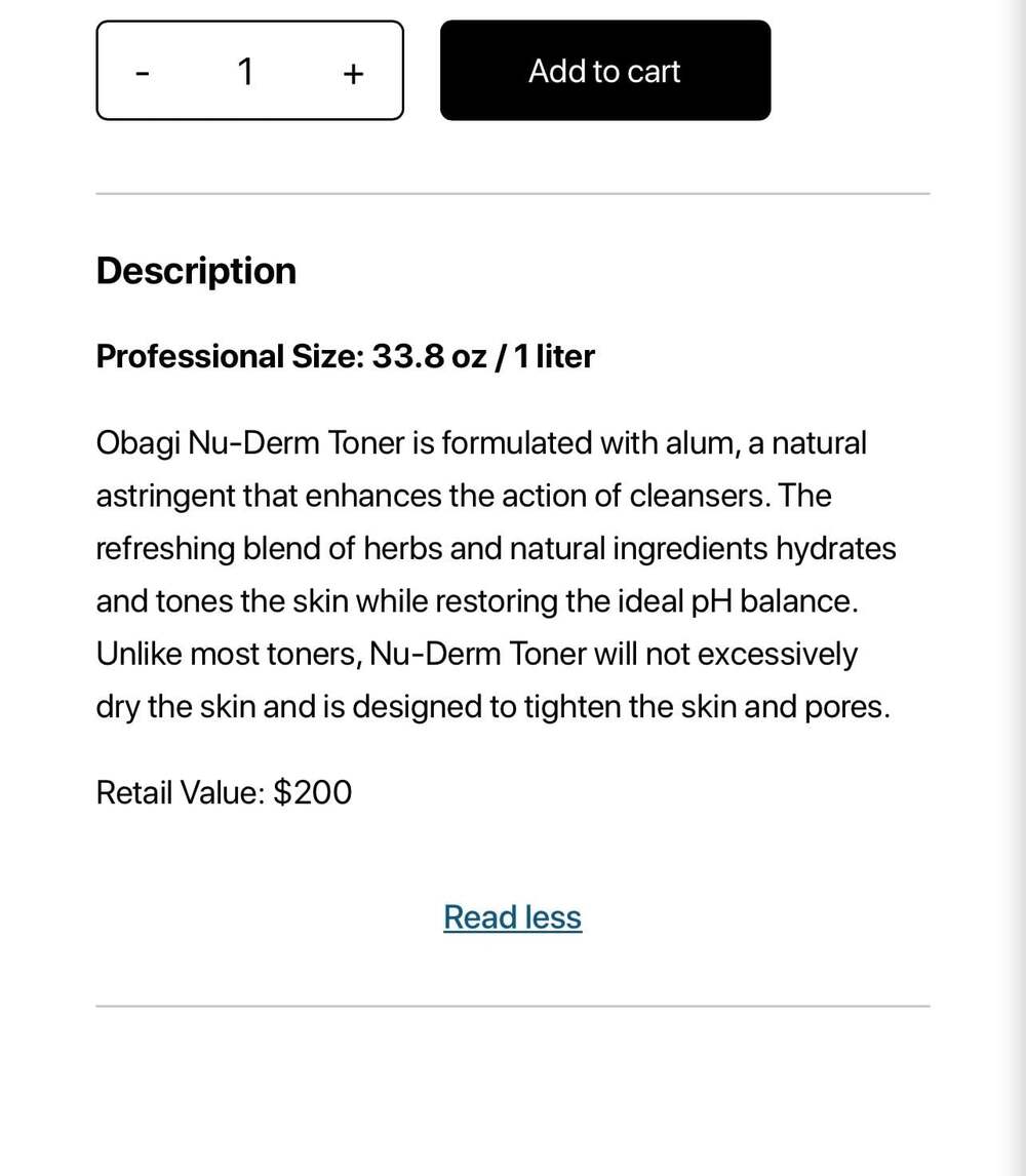 Obagi Medical Nu-Derm Toner Professional Size 33.8 fl. oz. (1L) - Picture 2 of 5